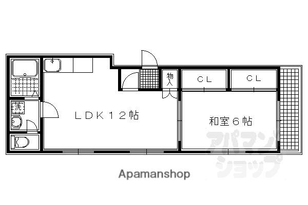 メゾンゼフィール(1LDK/4階)の間取り写真