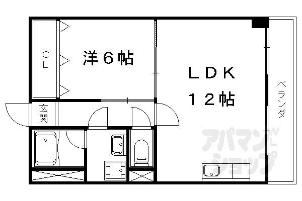 ローズハイツ(1LDK/4階)の間取り写真