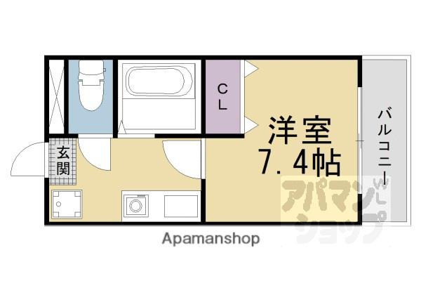クローバー椥辻(1K/2階)の間取り写真