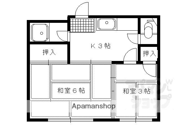 岡村マンション(2K/3階)の間取り写真