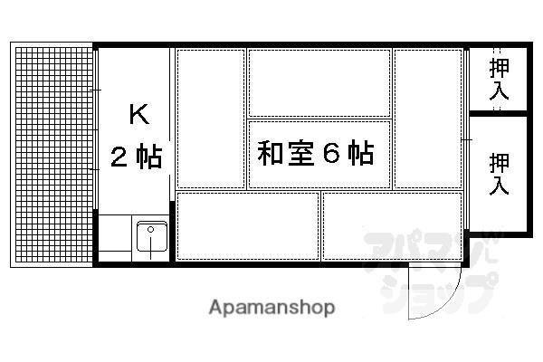 岡田アパート(1K/2階)の間取り写真