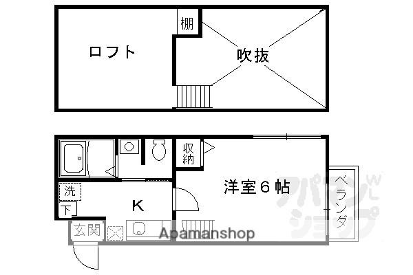 ロフティ盧山寺千本(1K/2階)の間取り写真