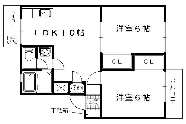 中川ハイツ(1LDK/1階)の間取り写真
