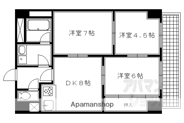 SAKIZOVILLA烏丸四条(3DK/6階)の間取り写真