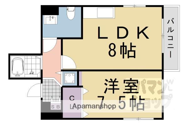 グランドパルティールIII(1LDK/4階)の間取り写真