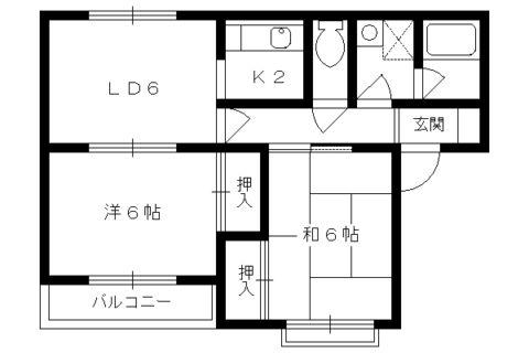 サンフローラ 小野(2DK/2階)の間取り写真