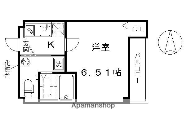 ジュネス京都(1K/4階)の間取り写真