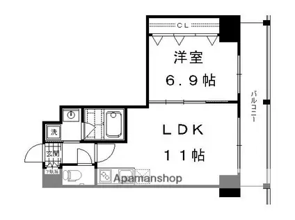 ベラジオ京都洛南II(1LDK/6階)の間取り写真