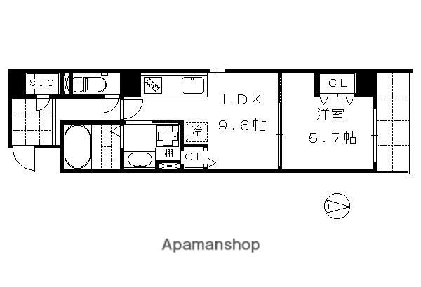 シャルム祇園三条(1LDK/1階)の間取り写真