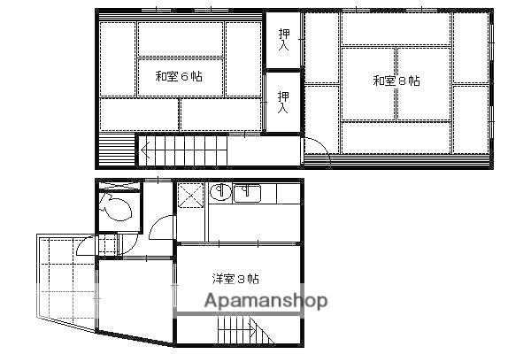 京都市烏丸線 今出川駅 徒歩27分 2階建 築60年(3K)の間取り写真