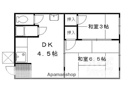 ひむろ荘(2DK/1階)の間取り写真