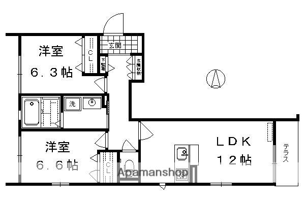シャーメゾン梅小路(2LDK/1階)の間取り写真