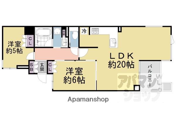 プラウド京都東洞院(2LDK/5階)の間取り写真