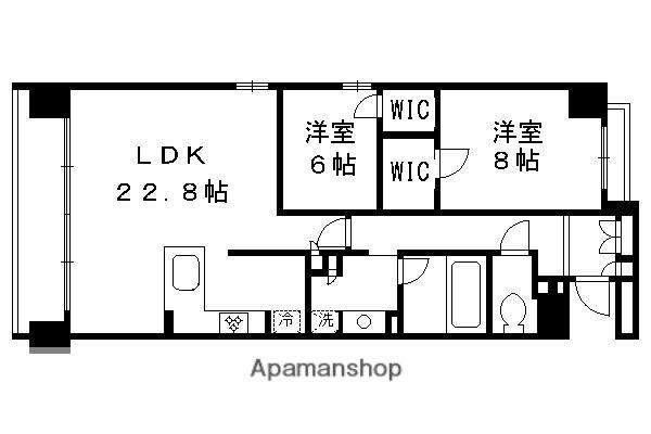 ジ・アーバネックス京都四条烏丸テラス(2LDK/3階)の間取り写真