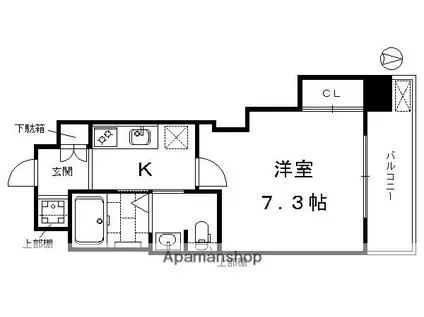 アクアプレイス京都洛南II(1K/8階)の間取り写真