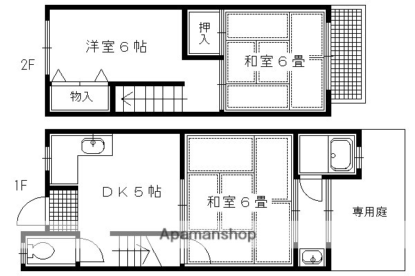 叡山電鉄 修学院駅 徒歩10分 2階建 築44年(3DK)の間取り写真