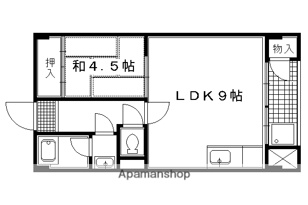 ヴィラ岡崎(1LDK/3階)の間取り写真