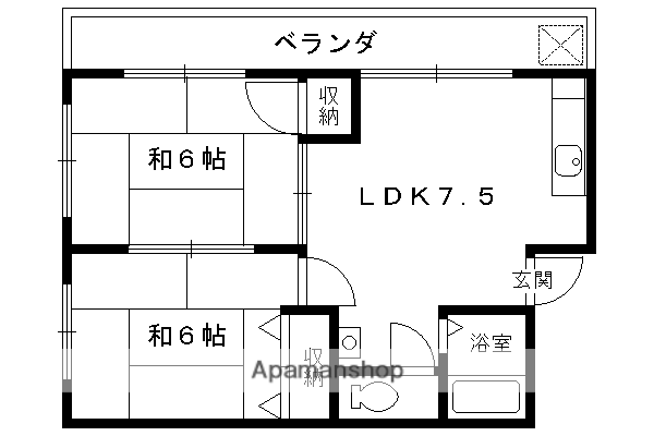 山田マンション新館(2DK/2階)の間取り写真
