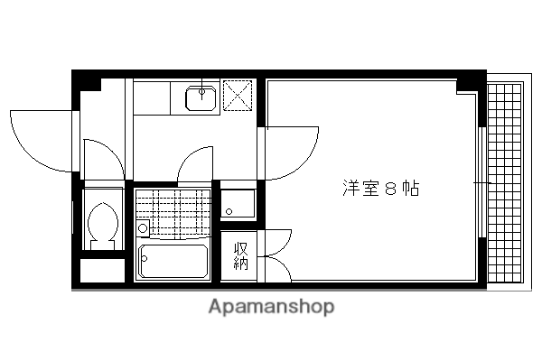 グリーンシティー(1K/3階)の間取り写真