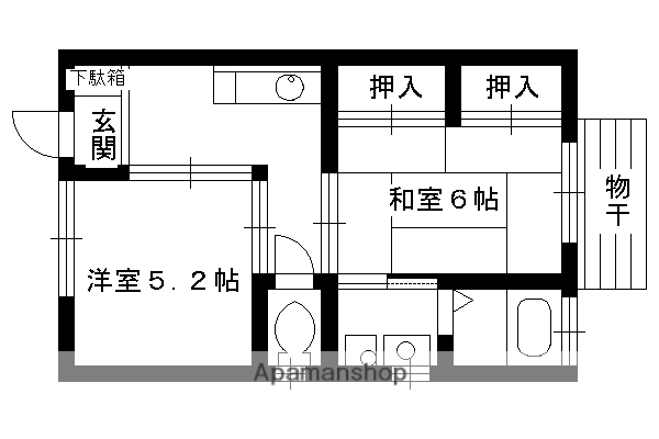 コーポハヤシ(2K/2階)の間取り写真
