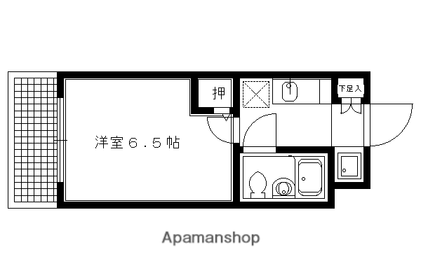 DETOM-1京大前II(1K/2階)の間取り写真