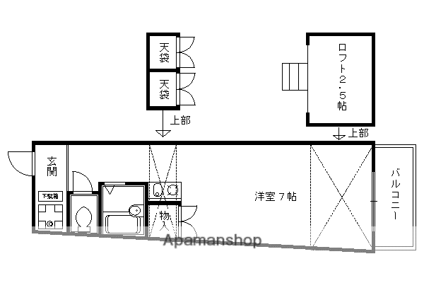 キャッスル21(1K/3階)の間取り写真