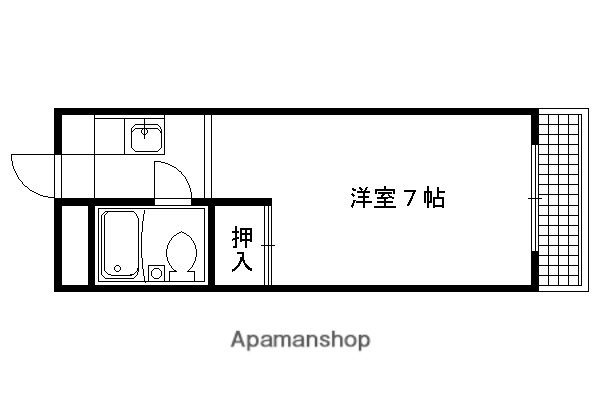 ヴィラ鴨川(1K/4階)の間取り写真