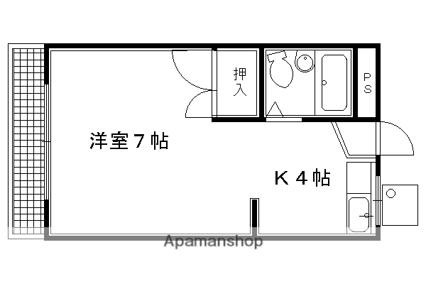 スチューデントハイツ谷川(1K/3階)の間取り写真