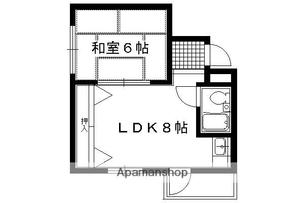 高野清水町マンション(1LDK/3階)の間取り写真