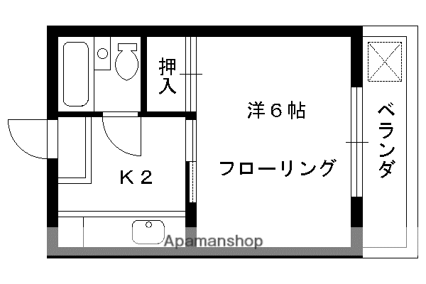 二軒茶屋マンション(1K/2階)の間取り写真