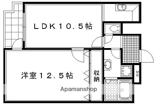 ノースコート(1LDK/2階)の間取り写真