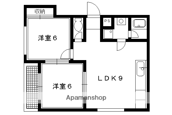 ベルデュール岩倉(2LDK/2階)の間取り写真