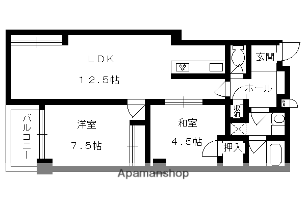 レヴィア北白川(2LDK/3階)の間取り写真