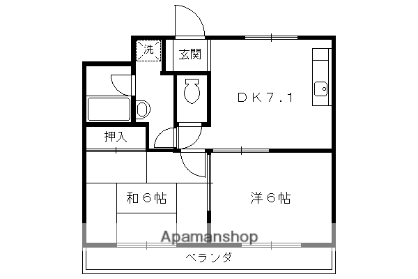 上阿達谷口マンション(2DK/1階)の間取り写真