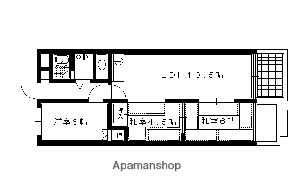 カストルム洛北(3LDK/4階)の間取り写真
