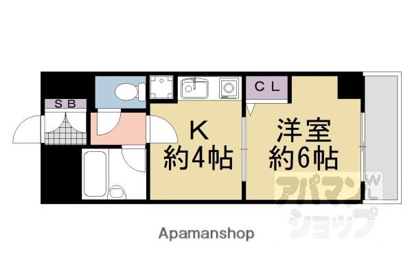 ライオンズマンション五条大宮第2(1K/3階)の間取り写真
