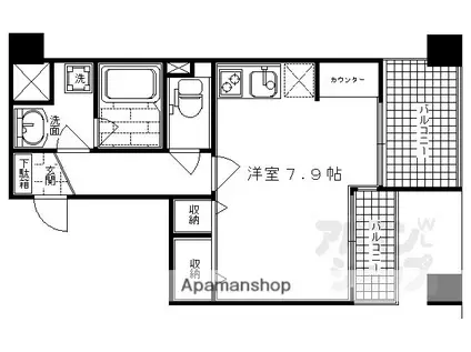 ベルヴィ富小路(ワンルーム/2階)の間取り写真