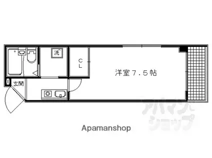 ビバ丸太町(1K/2階)の間取り写真