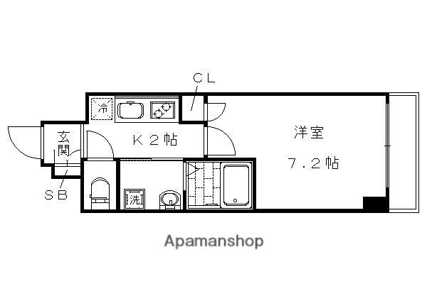 エスカーサ京都四条梅津(1K/2階)の間取り写真
