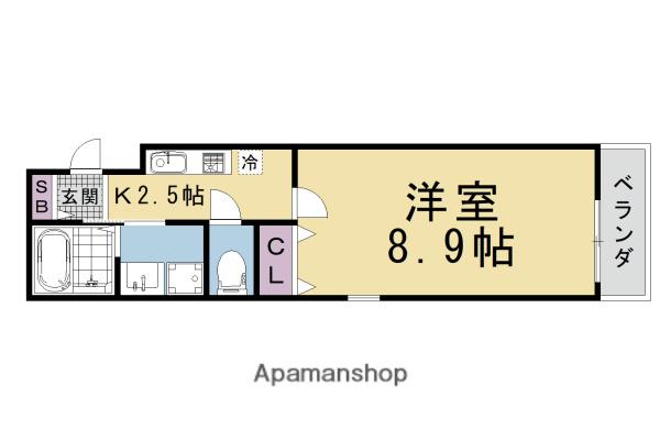 ハーミテージ修学院(1K/2階)の間取り写真