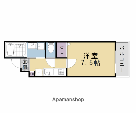 GRAND BRILLER高台寺(1K/2階)の間取り写真