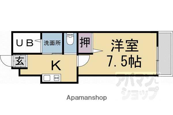 SUPREME浄土寺(1K/3階)の間取り写真