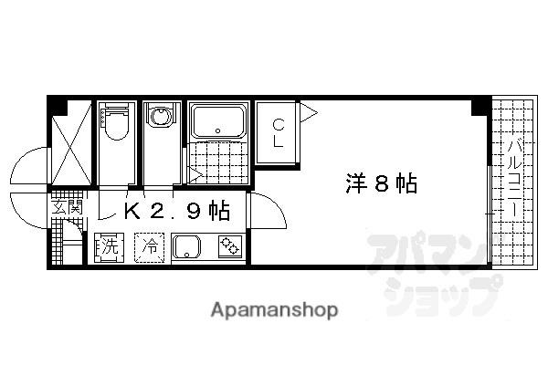 ボヌール小野(1K/3階)の間取り写真