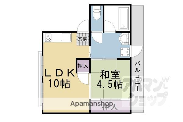 山伴マンション(1LDK/2階)の間取り写真