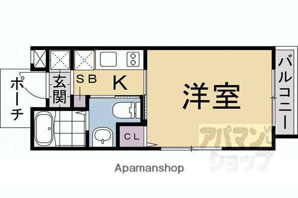 クオリエ京大前(1K/1階)の間取り写真