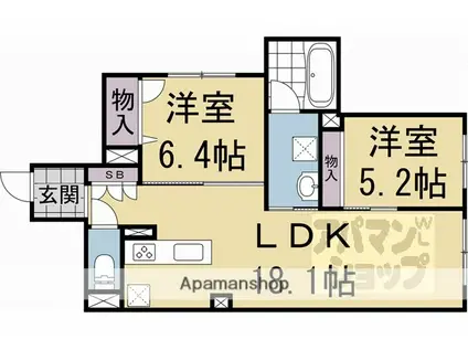 コート学林(2LDK/1階)の間取り写真