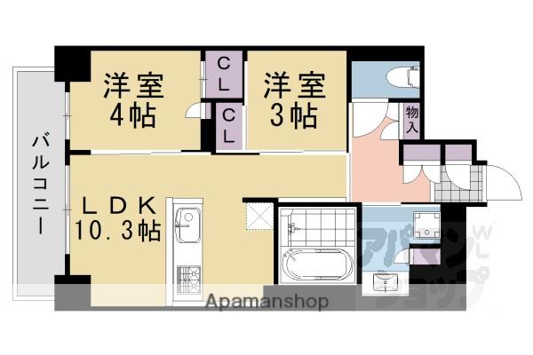 イニシア京都五条(2LDK/10階)の間取り写真
