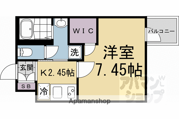 ウェルスクエア京都西陣ウエスト(1K/4階)の間取り写真