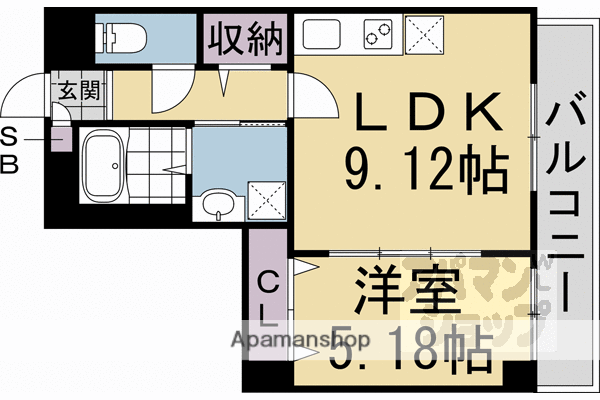 KSメゾン聚楽(1LDK/5階)の間取り写真