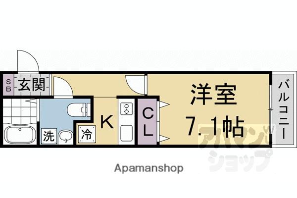 クレール北白川(1K/2階)の間取り写真